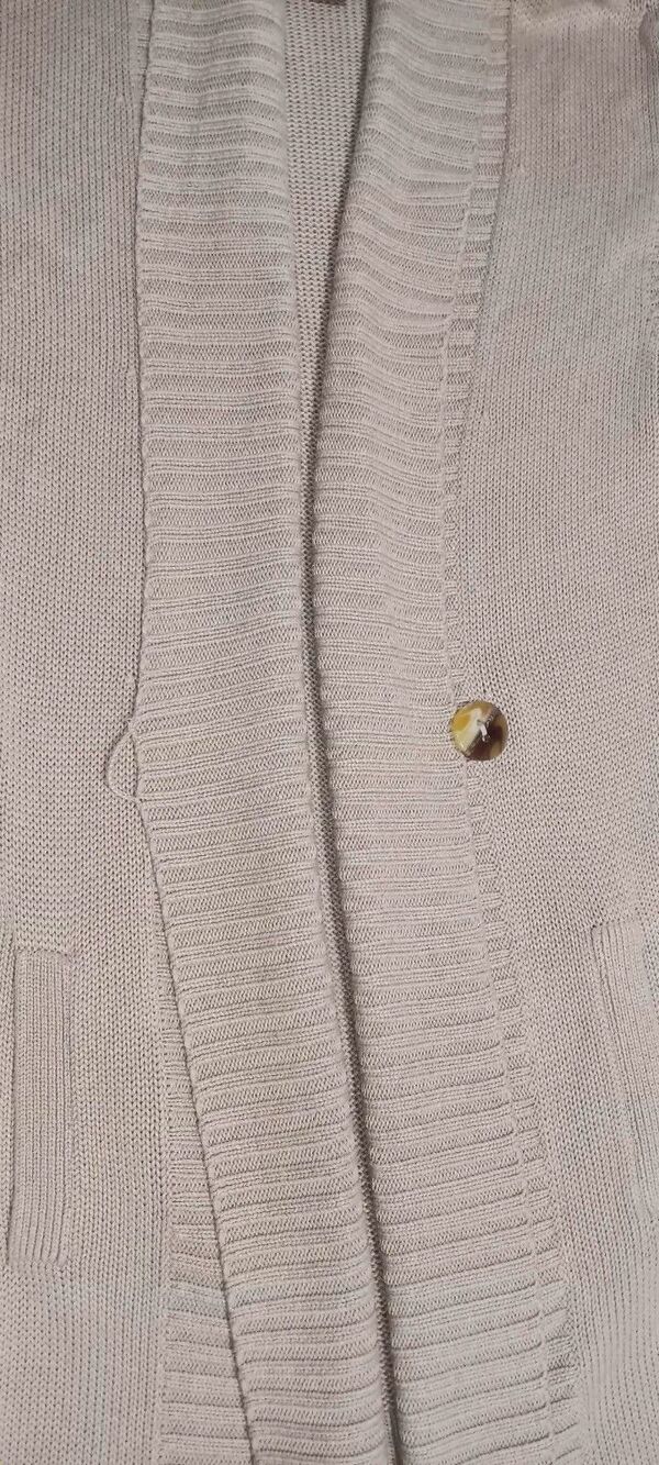 Chicos Sleeveless Long Button Cardigan Womens Size 1 Beige Tan Knitted... - Picture 5 of 11
